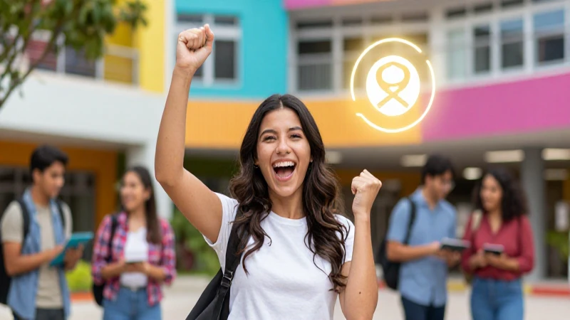 Joven mexicana celebra éxito en campus vibrante