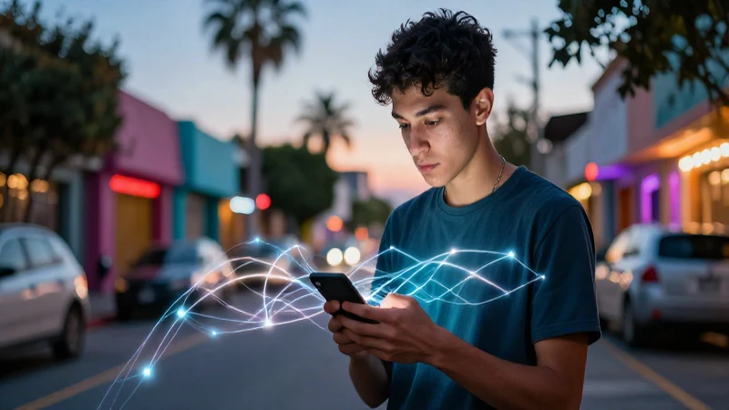 Joven conectado en Los Reyes vibrante