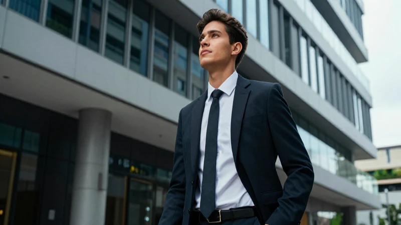 Joven profesional mexicano en arquitectura urbana dinámica
