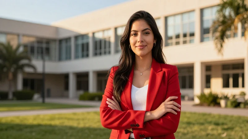 Joven ambicioso mexicano en campus con oportunidad