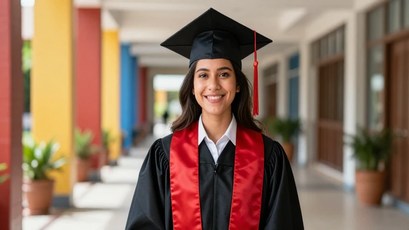Estudiante mexicano sonriente en campus moderno