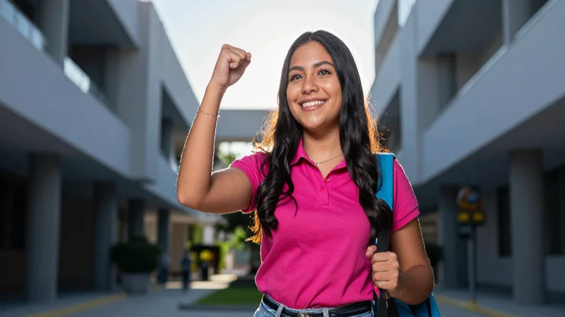 Estudiante mexicano vibrante, éxito académico moderno