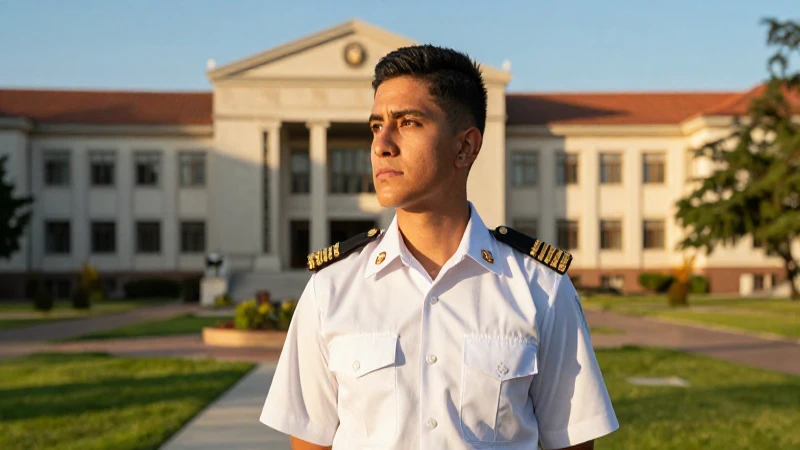 Joven cadete mexicano estudia en una academia moderna