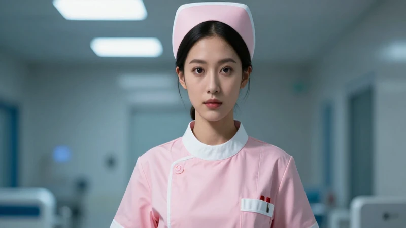 Hermosa enfermera en hospital, foto profesional impactante