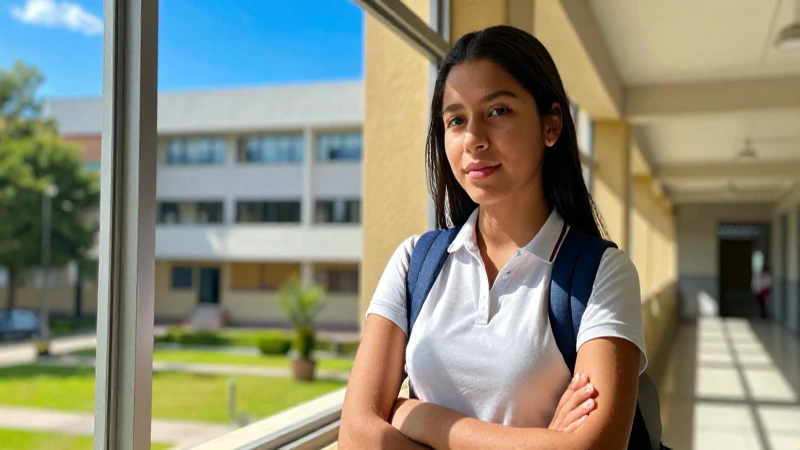 Retrato cinematográfico de estudiante mexicano confiado