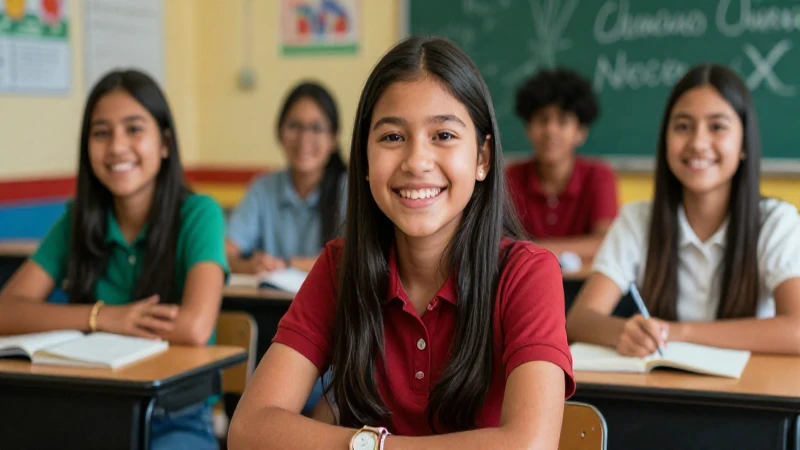 Estudiante mexicano exitoso y optimista en un aula