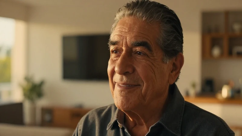 Retrato cálido de hombre mayor en casa moderna