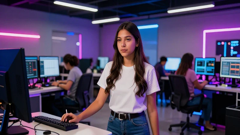 Estudiante mexicano en taller tecnológico moderno