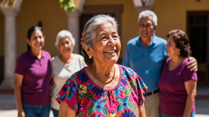 Abuela mexicana feliz con su familia