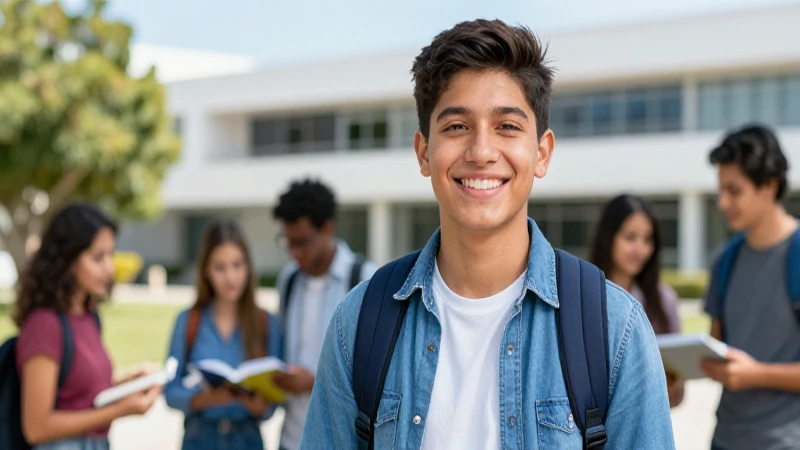Éxito académico vibrante en universidad moderna