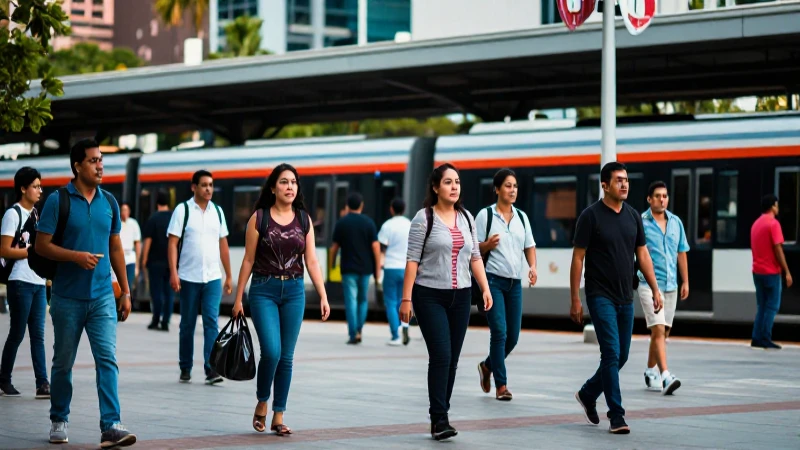 Gente mexicana moderna en ciudad vibrante