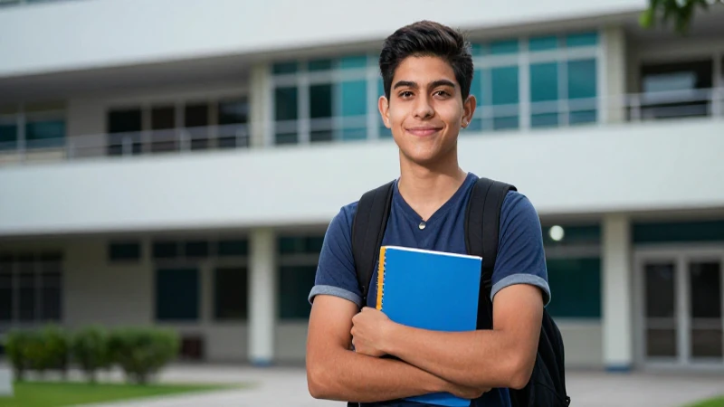 Joven estudiante mexicano moderno en campus vibrante