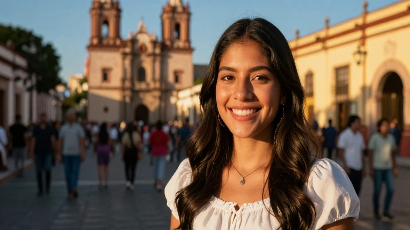 Joven mexicana feliz en Morelia