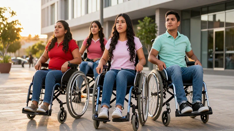 Joven mexicano con discapacidad mira el vibrante entorno urbano