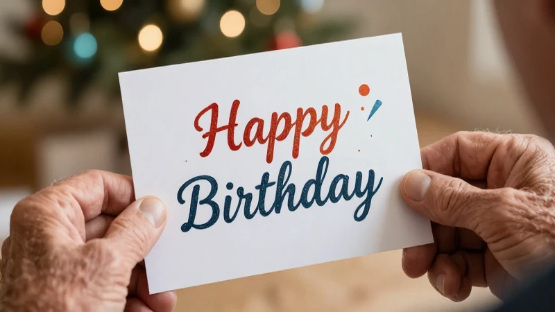 Manos ancianas sostienen detallada tarjeta de cumpleaños