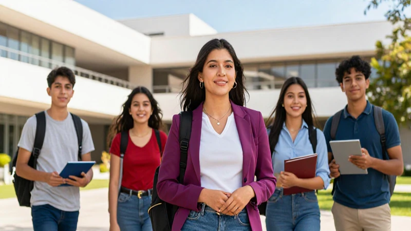 Jóvenes mexicanos universitarios en moderno campus vibrante