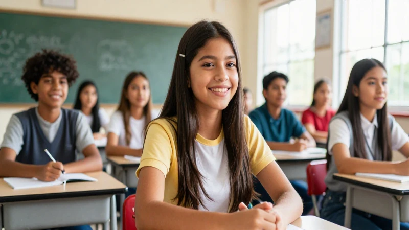 Estudiante mexicano exitoso en clase moderna