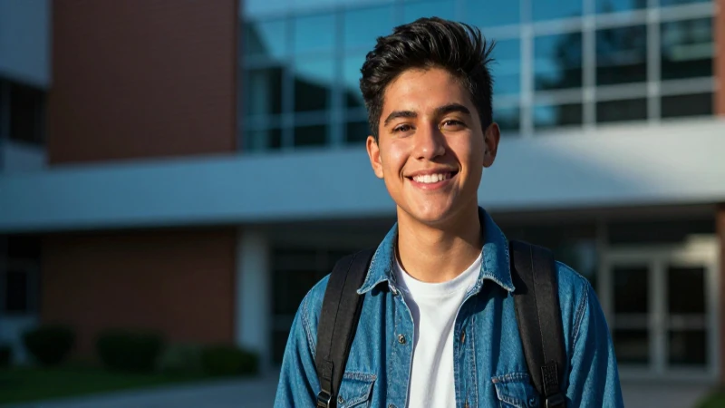 Joven estudiante mexicano sonriendo con confianza