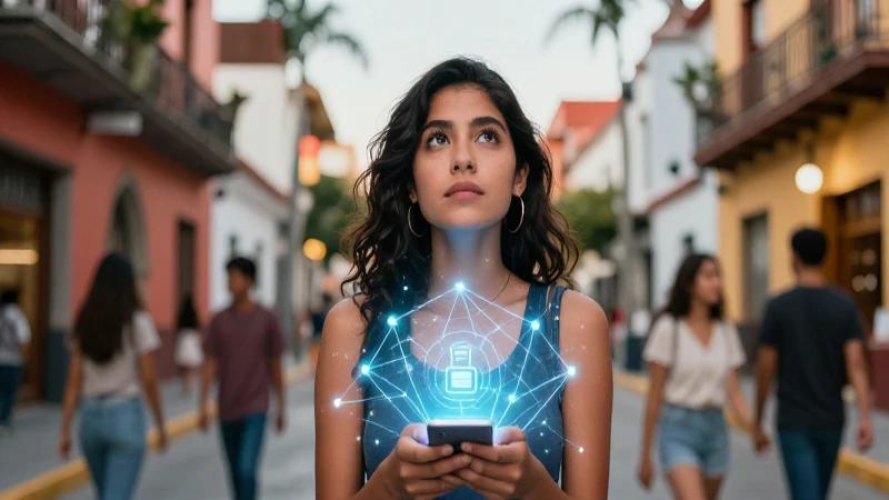 Mujer optimista y vibrante en la ciudad mexicana