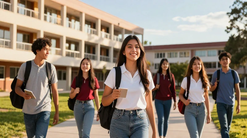 Estudiante mexicano vibrante en campus moderno