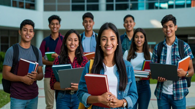 Estudiantes mexicanos modernos y vibrantes en campus