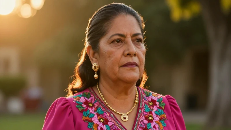 Madre mexicana digna en luz dorada y detallada