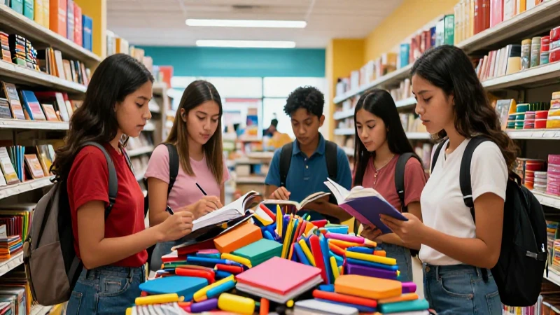 Estudiante mexicano con útiles escolares vibrantes