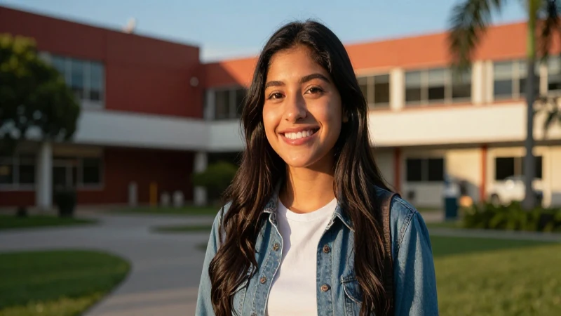 Retrato vibrante de estudiante mexicano en campus