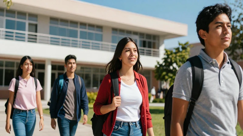 Oportunidad y éxito en campus universitario moderno