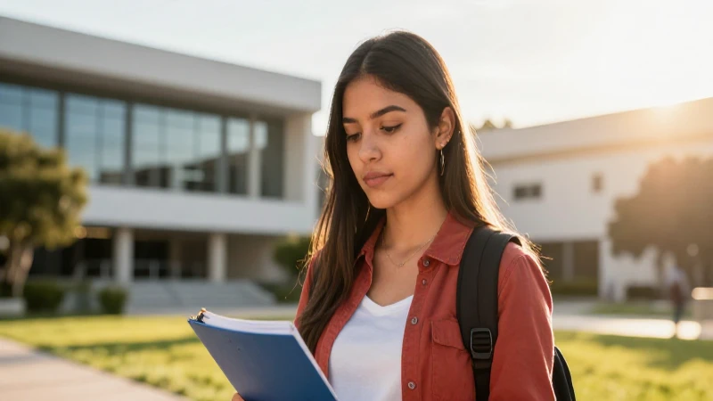 Retrato detallado de estudiante mexicano bajo luz dorada