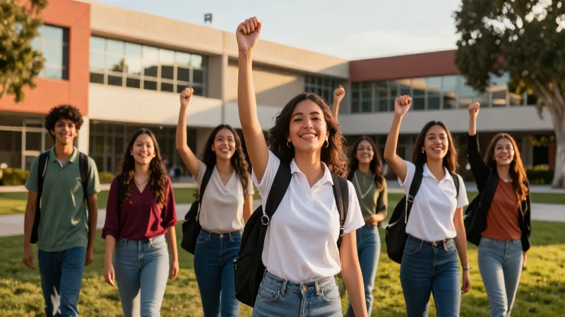 Estudiantes mexicanos celebrando su éxito académico