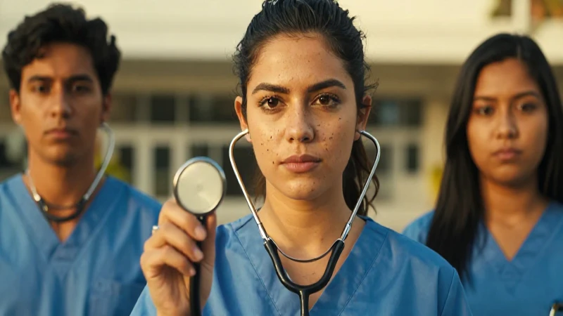 Retrato cinematográfico de estudiante médico mexicano