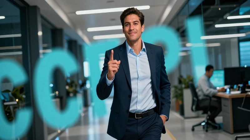 Profesional mexicano dinámico, entorno corporativo moderno