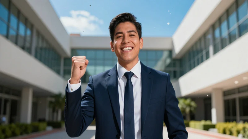 Estudiante mexicano dinámico en campus moderno