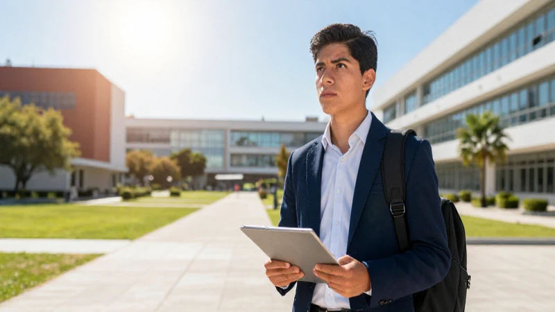Dónde puedo encontrar información sobre becas para jóvenes 3 Joven estudiante mexicano triunfa en campus moderno