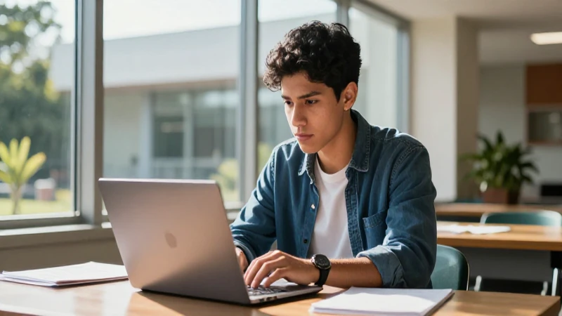 Estudiante mexicano concentrado en estudios
