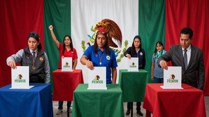 Votantes mexicanos apasionados en cabina electoral