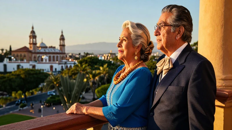 Pareja mexicana elegante en hora dorada