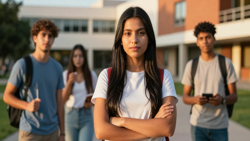 Estudiante mexicano confiado en el campus al atardecer