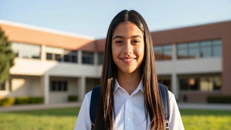 Estudiante mexicano sonriente en campus moderno