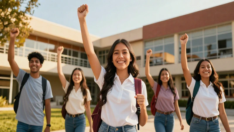 Estudiante mexicano exitoso en campus moderno