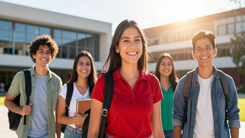 Estudiante mexicana sonríe en campus universitario