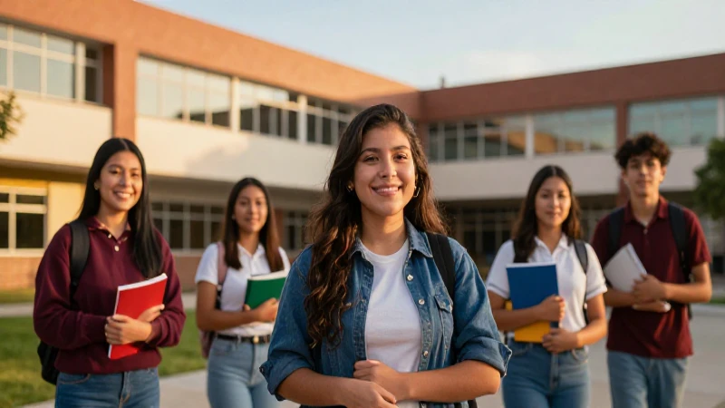 Estudiante mexicano en vibrante campus universitario