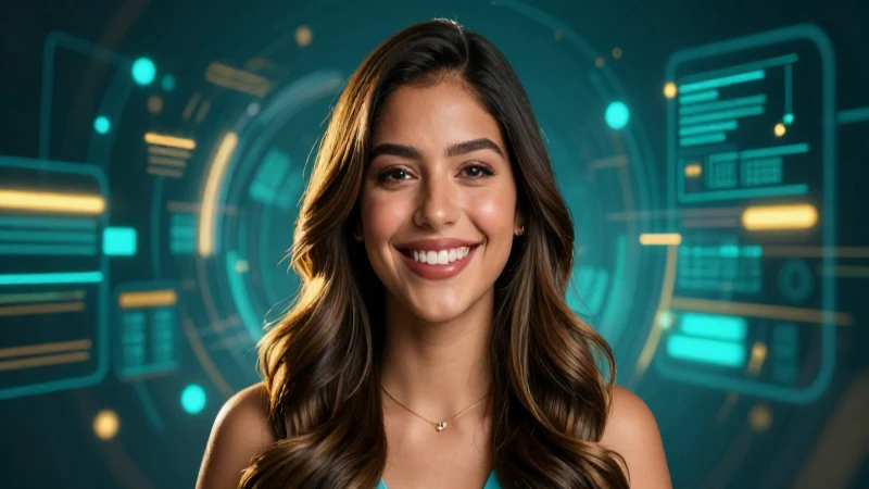 Mujer mexicana sonriente en diseño digital profesional