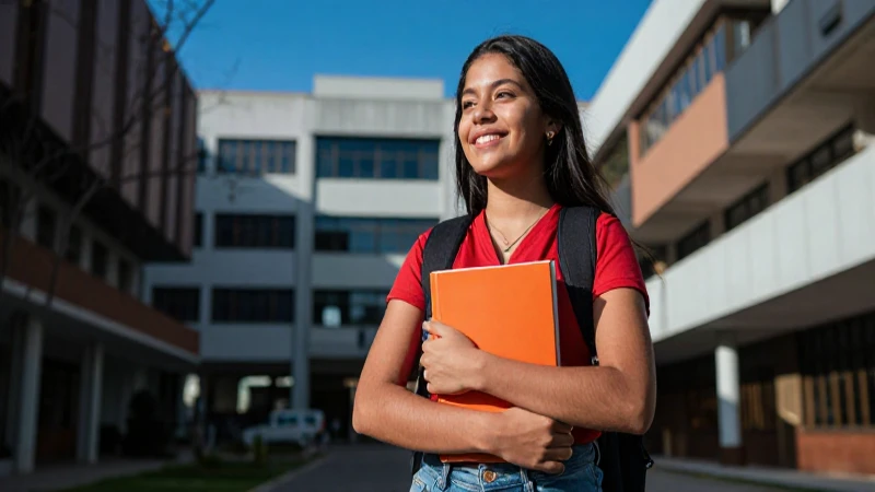 Estudiante mexicano dinámico con estilo universitario profesional