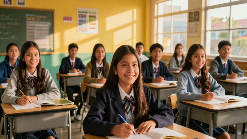 Jóvenes mexicanos sonriendo en clase moderna