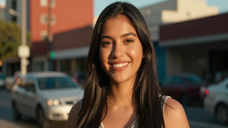 Mujer mexicana sonriente en un urbano vibrante