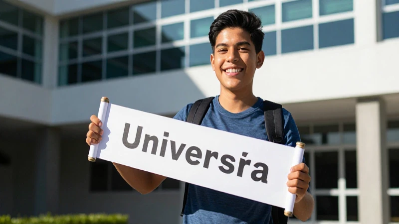 Estudiante mexicano feliz en campus brillante