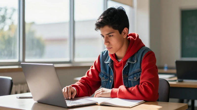 Joven mexicano estudia en luz brillante