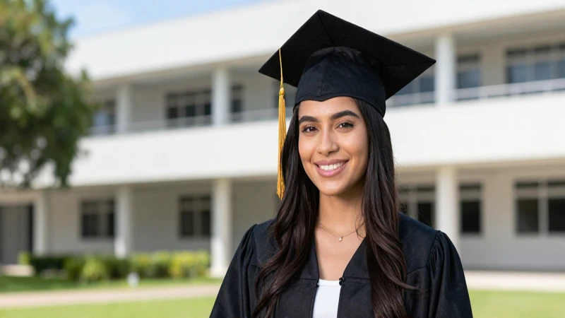 Estudiante mexicano celebra graduación en campus moderno